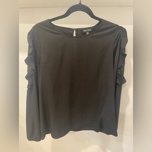 Ellen Tracy Black Blouse with Ruffle Detail